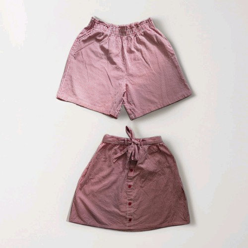 Girls red gingham school - red,