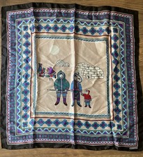 SKEMO CANADA Scarf Eskimo Scene by Tony & Eleanor Paine Igloo Womens Vintage