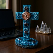 Orgonite Orgone Generator Shungite Copper Amethyst Cross Crucifix  Blocker