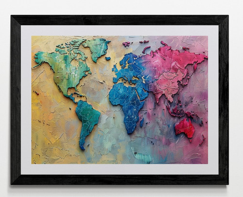 World map framed canvas - world,