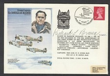 1977 Douglas Bader RAF Cover SIGNED Richard L Braun   US Marine Corps Ace   WW2