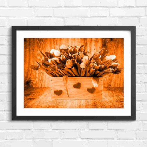 Colorful tulips and hearts - colorful,