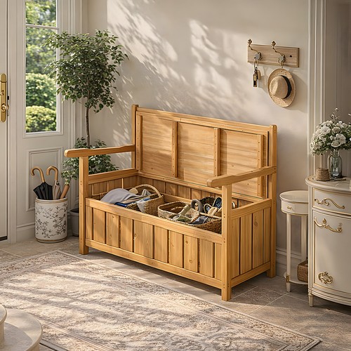 Wooden outdoor storage bench - wooden,