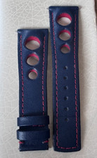 22 mm Blue and Red Hirsch RALLY style strap made for Tag Monaco folding clasp