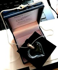 LALIQUE PENDANT  LARGE CLEAR HEART / STERLING 20" CHAIN -OUTSTANDING
