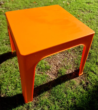 Retro ' Plastic Orange Square Coffee Table ' Kitsch Indoor & Outdoor 70's ***
