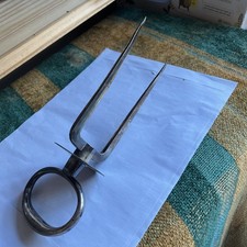 Antique 9.5” Silver Plated Roast Meat Carving Fork with Makers Marks Turkey Fork