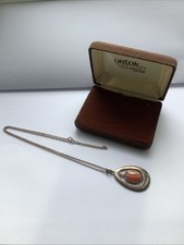 Ortak Silvercraft  Sterling Silver Agate Pendant  & Chain With Box Orkney Isles