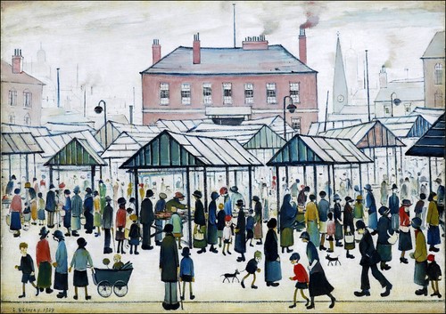 Lowry market scene - ls,