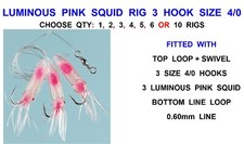 LUMI PINK SQUID RIG 3 HOOK 4/0