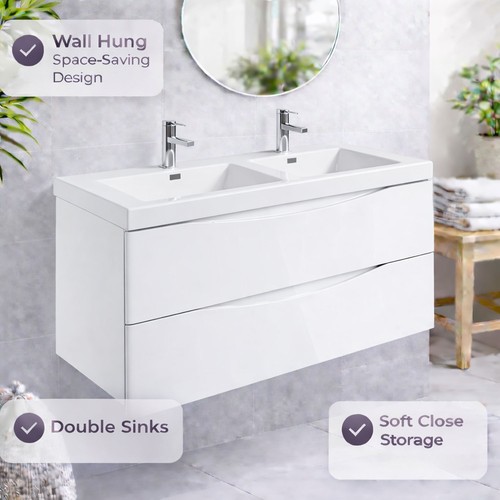 1200mm white gloss bathroom - 1200mm,