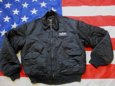 GENUINE ALPHA INDUSTRIES USAF USA CWU bomber pilot JACKET COAT top gun BLACK M