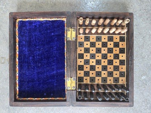 Folding wood chess set inlaid - folding,