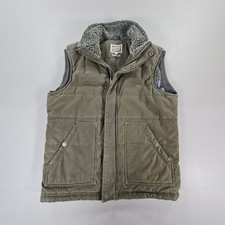 Fat Face Mens Gilet Khaki Green Small Padded Body Warmer Country Zip Snap