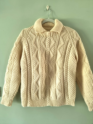 Chunky hand knit cream wool - chunky,