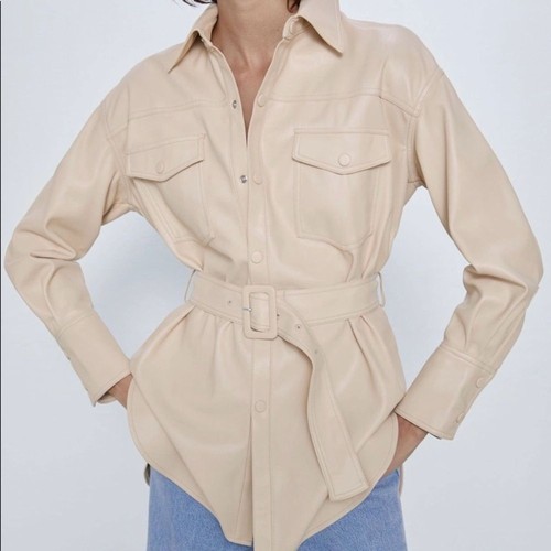 Nwt zara belted faux - faux, leather