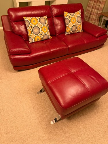 Dfs red leather sofa - dfs,