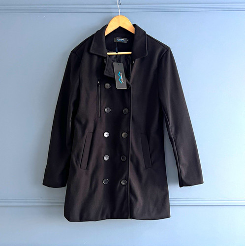 Rvhswds men black pea coat - rvhswds,