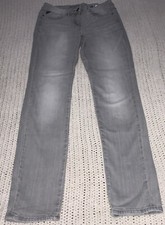 Next Grey Jeans Size 6 With Pockets Zip Up Front Cotton Blend
