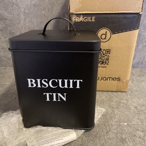 Black biscuit tin - tin,