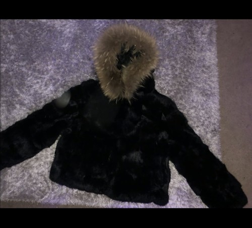 Real raccoon fur hooded - hooded, coat
