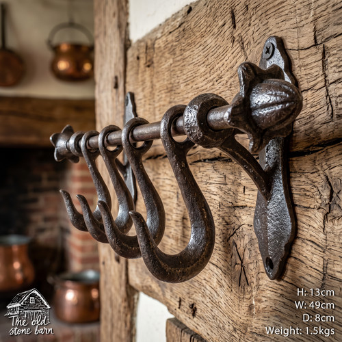 Cast iron coat hooks rail - coat,