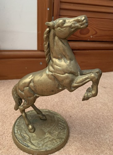 Vintage brass rearing horse
