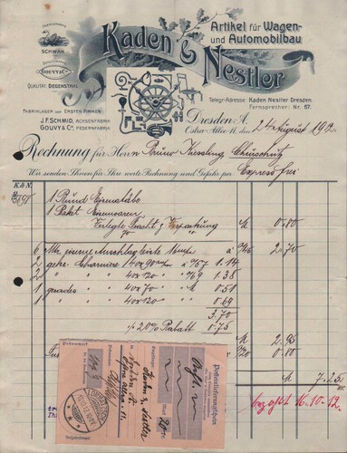 Dresden invoice 1912 - dresden-a,,