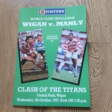 Wigan v Manly Oct 1987 World Club Challenge Rugby League Programme