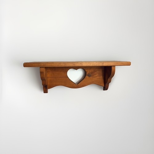 Vintage wood heart wall shelf - wood,