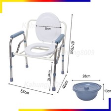 UK Drive Folding Steel Commode Chair with Backrest Portable Toilet Mobility Aid