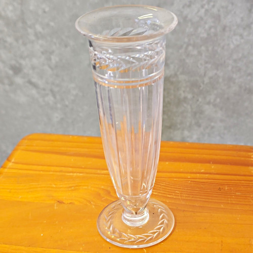 Vintage etched glass bud vase - bud,