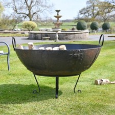 Original Indian Iron Kadai Garden Fire Pit Or Fire Bowl - 120cm In Diameter
