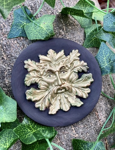 Green man pagan ceramic wall - ceramic,