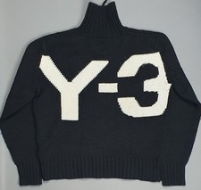 Adidas Y-3 Jumper Mens XL Black Wool Pullover Sweatshirt Yohji Yamamoto Logo