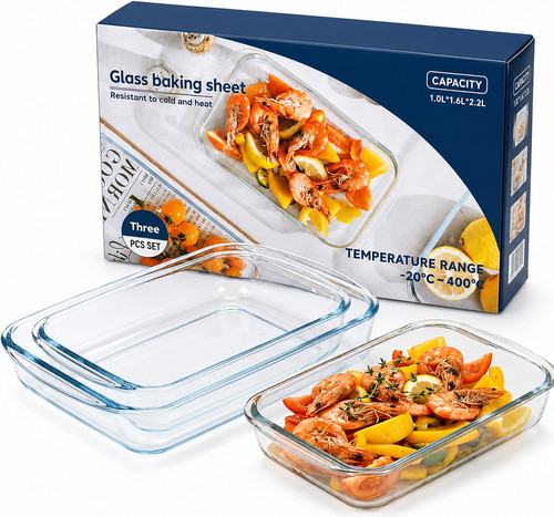 Oven tray set glass - 3x,