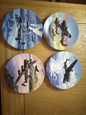Royal Worcester Plane Plates Lancaster Dambusters Set of 4 Bone China