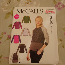 McCall's M6992 - Misses Pullover Tops in Stretch Knits Sizes 8-24 Uncut