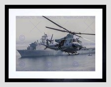 WAR AIR FORCE HELICOPTER CHOPPER UH1N HUEY USS RUSHMORE FRAMED PRINT B12X4855