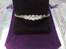  925 Sterling Silver 5 white stone Bangle Bracelet