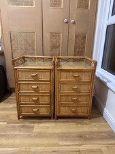 2 x Bamboo rattan bed side tables