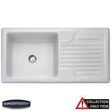 Rangemaster Rustique 1.0 Bowl White Ceramic Kitchen Sink Rhd CRS10101RWH