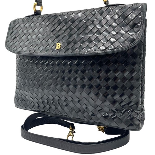 Bally black leather woven - black,