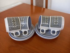 Vintage X4 Blue Tea Cups & Saucers Hornsea Tapestry Great Condition Retro 1970's