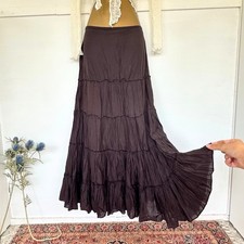 Per Una Brown Boho Maxi Skirt Hippie Cotton 14 Long Fairy Cottage Gypsy Prairie