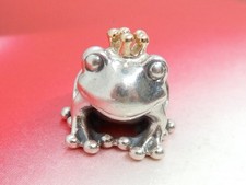 Pandora St. Silver Frog Prince Fantasy Animal Bead with 14K Gold Crown 791118