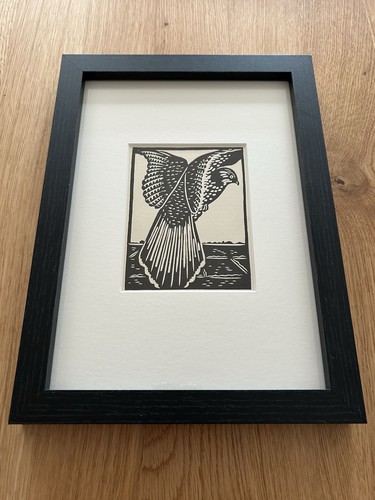 Kestrel framed woodcut - ‘kestrel’-,