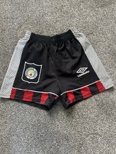 Manchester City Retro Kids Football Shorts Size 26 Waist