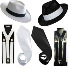 GANGSTER HAT TIE BRACES SET