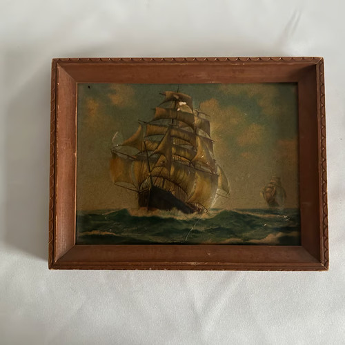 Vintage painting clipper ship - painting,